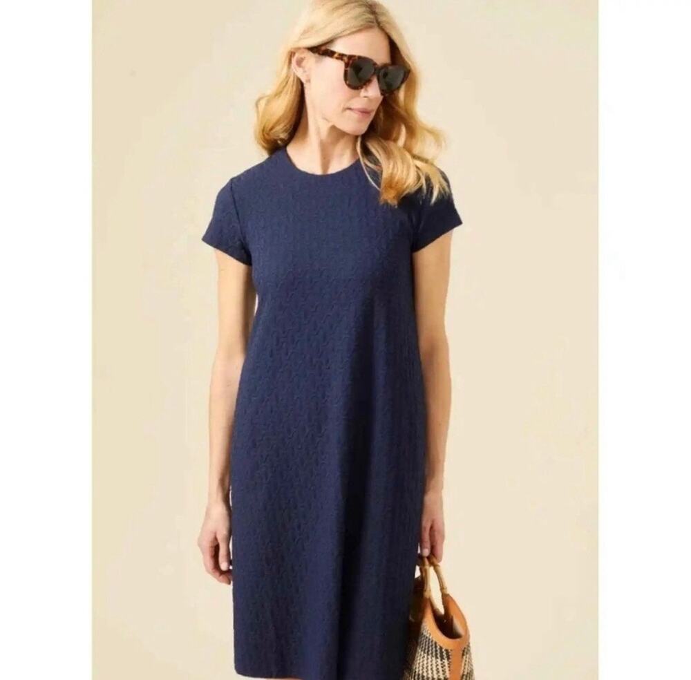 J. McLaughlin Mini Wave Bubble Jacquard Swing Dress Navy Size XS